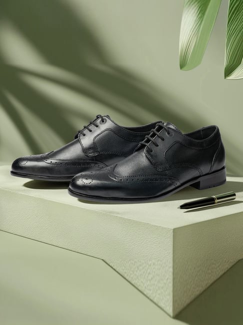 Ruosh Men's Cameroon Black Brogue Shoes