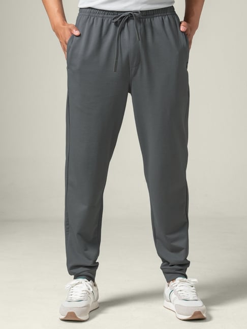 Damensch Grey Cotton Regular Fit Joggers
