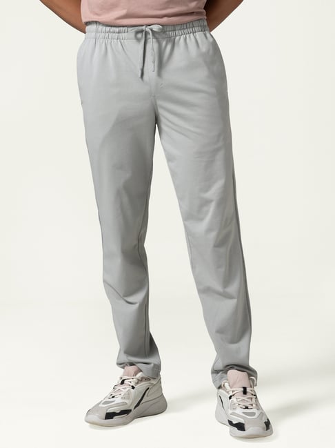 Damensch Light Grey Cotton Regular Fit Trackpants