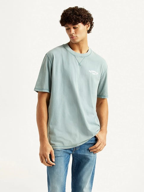 Levi's Men's Brand Logo Light-blue Round Neck T-shirt-picture-23
