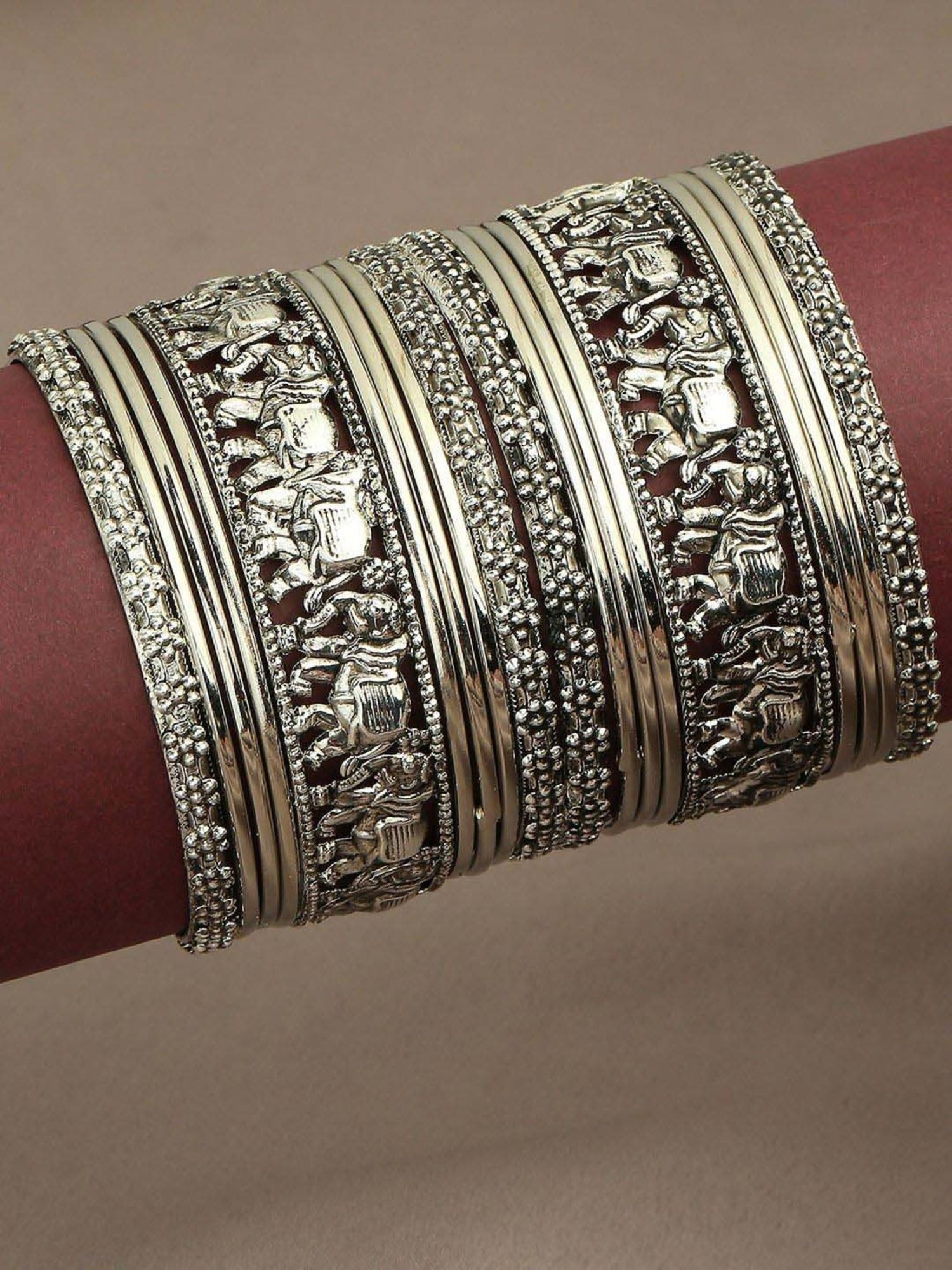 Buy Oomph Silver Classic Bangles for Women Online At Best Price