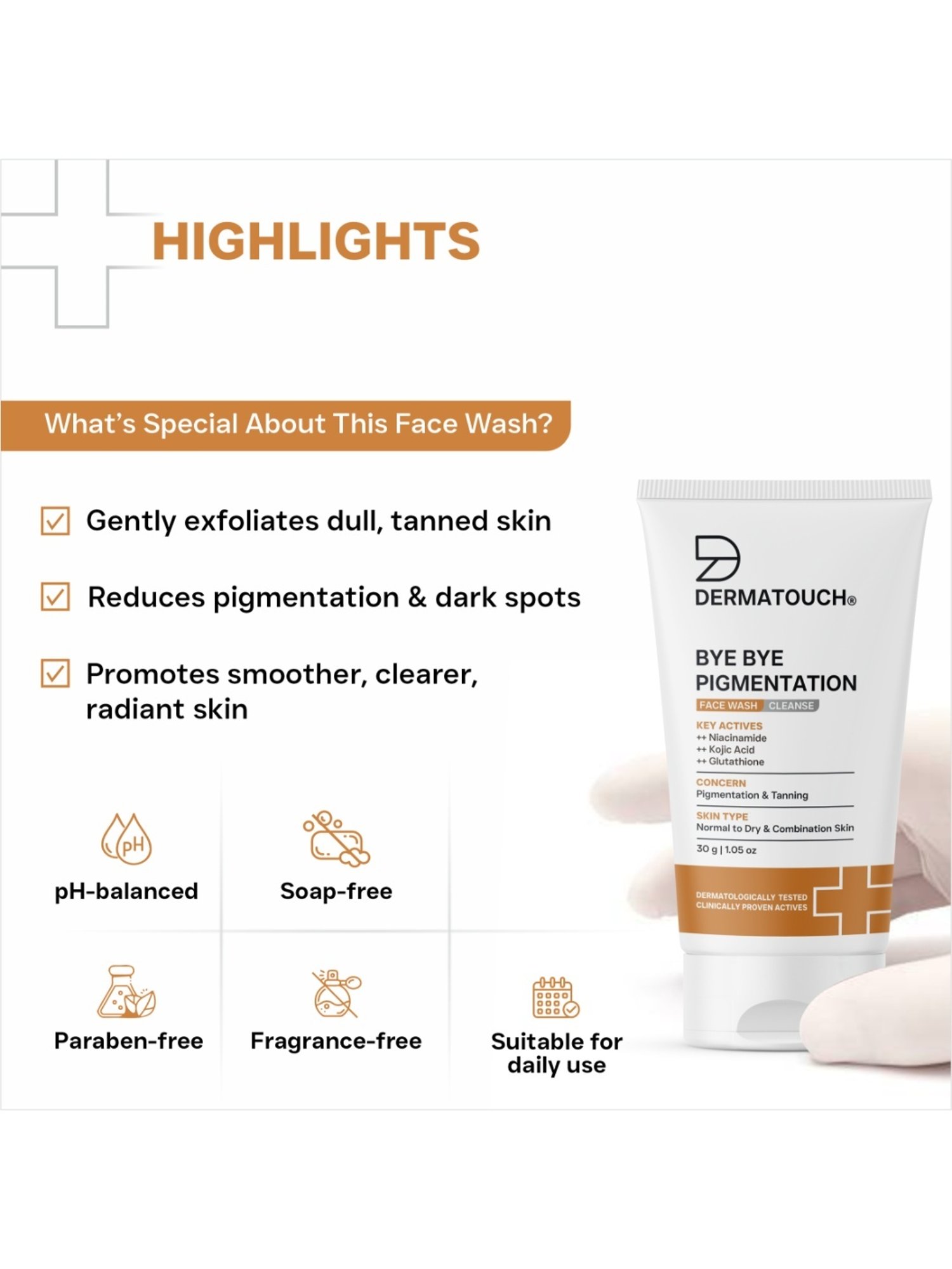 Buy Dermatouch Face Wash Kojic Acid & Glutathione - 30 gm for Online @ Tata  CLiQ