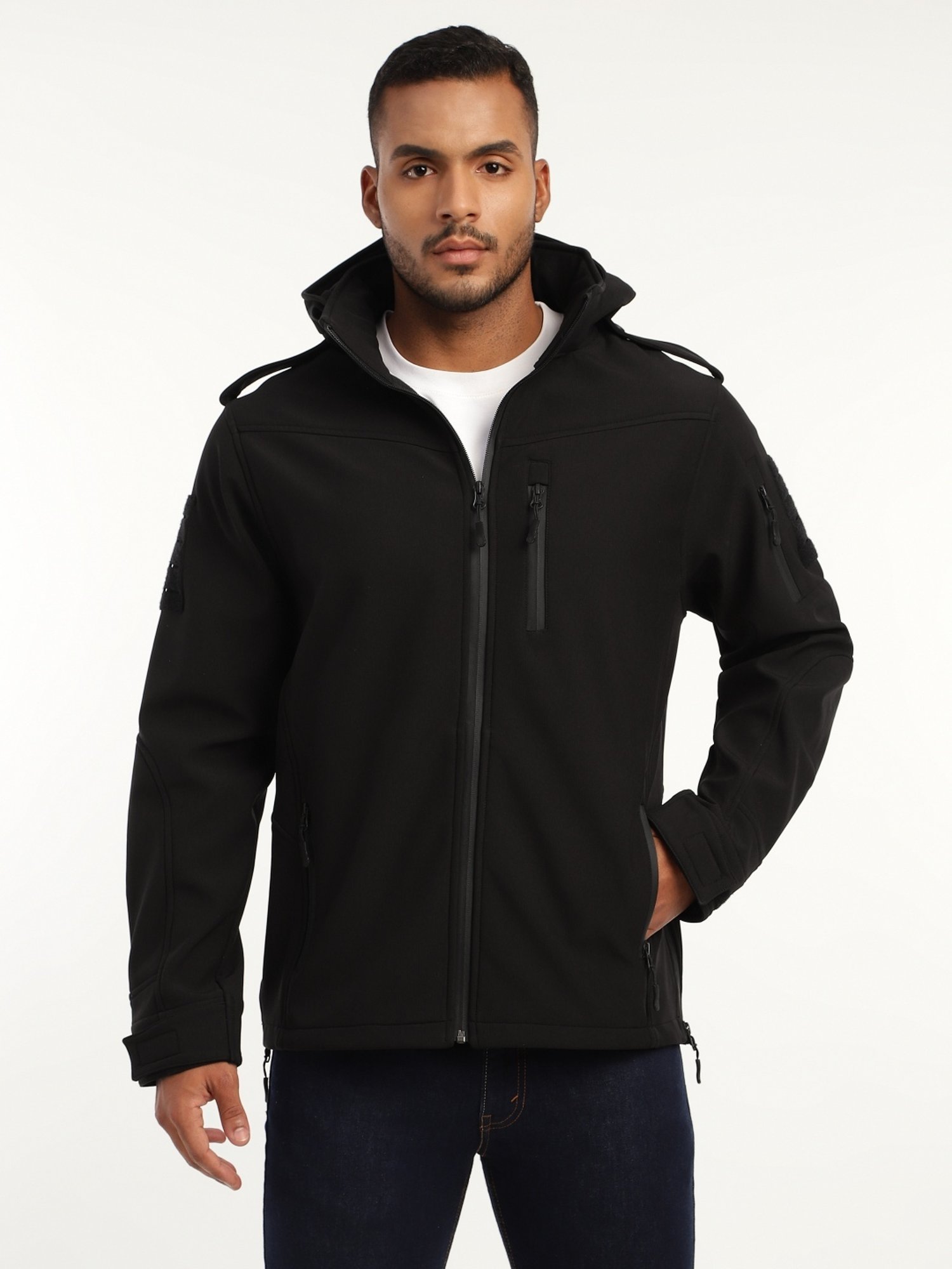 Buy Men's Full Sleeve Hooded Neck Black Falcon X9 Ripstop Lycra