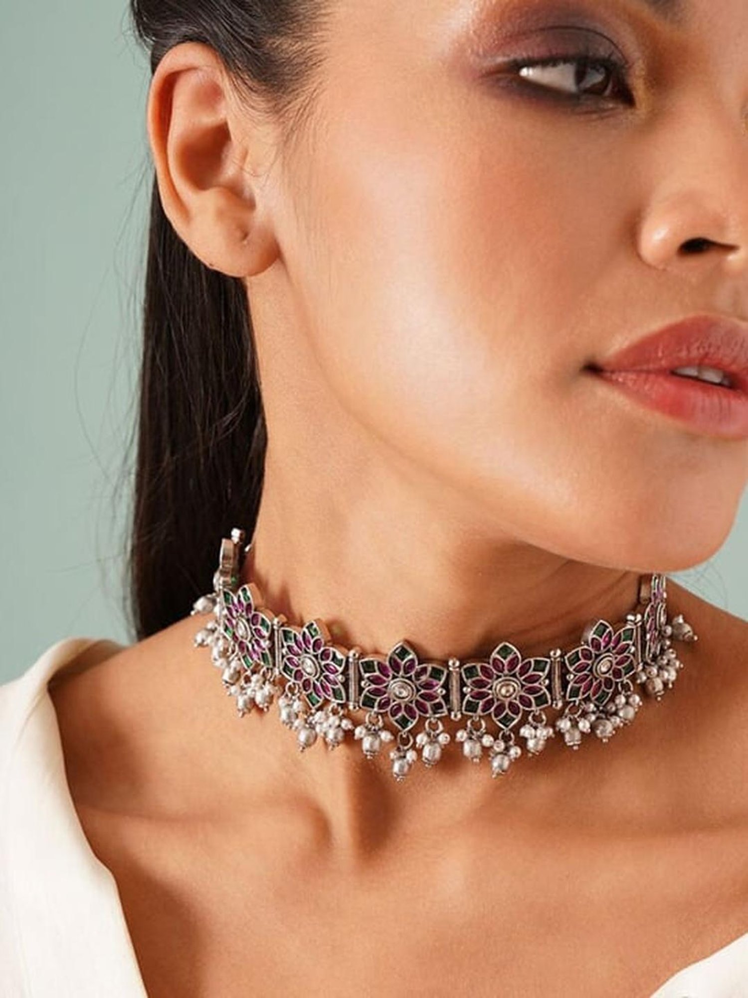 Jaypore Silver Hook Necklace