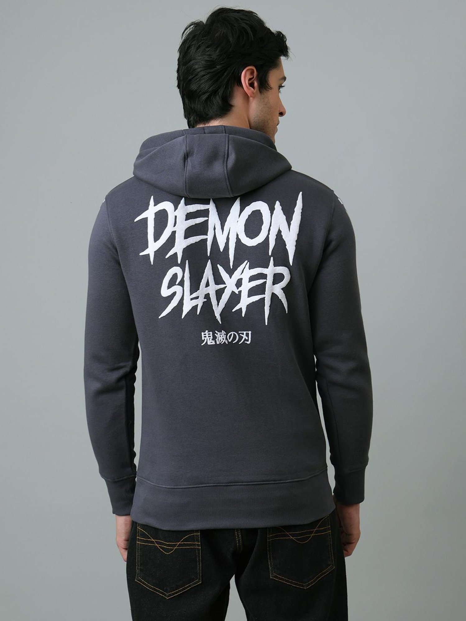 Free Authority Demon Slayer Printed Regular Fit Hoodie for Men