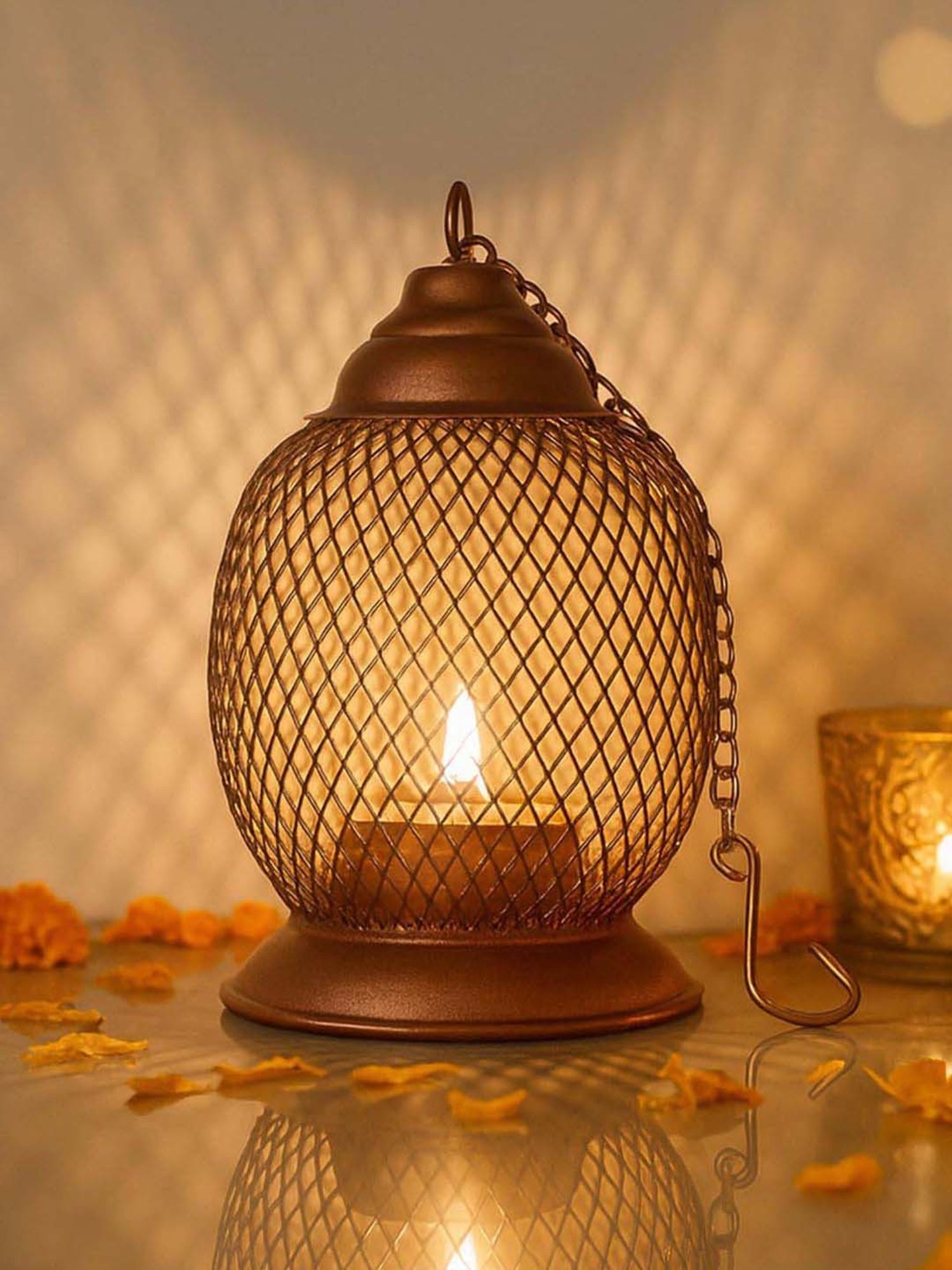 Buy Homesake Copper Tea Light Candle Holder for Diwali & Festive D