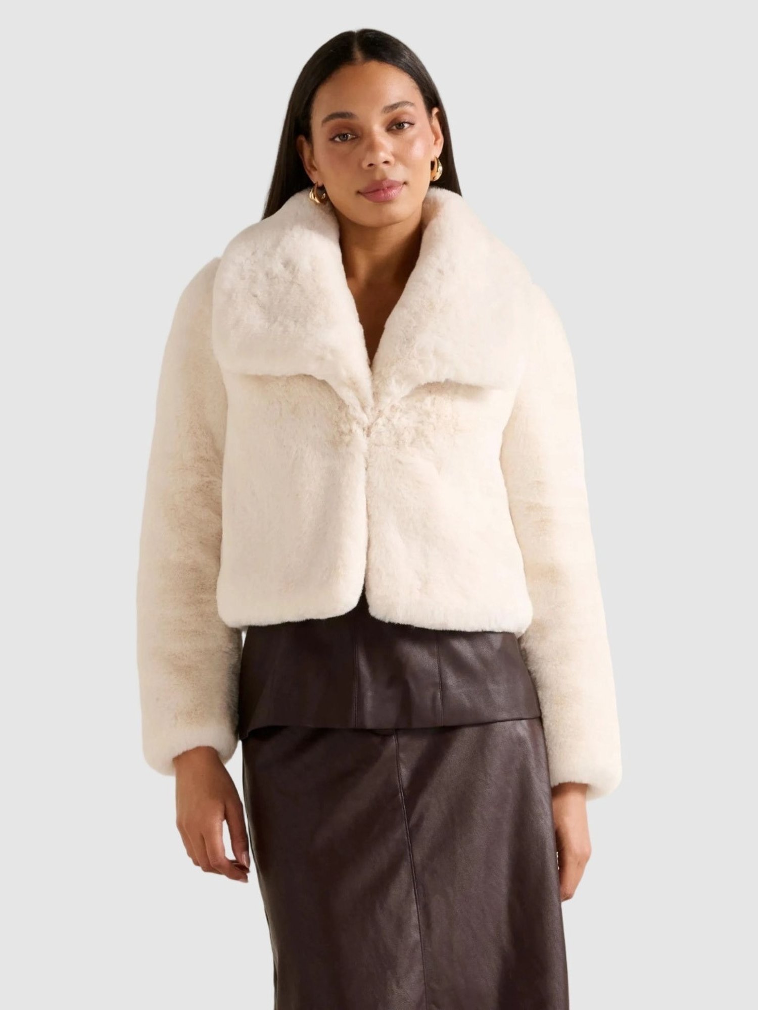Forever New Casey Crop Faux Fur