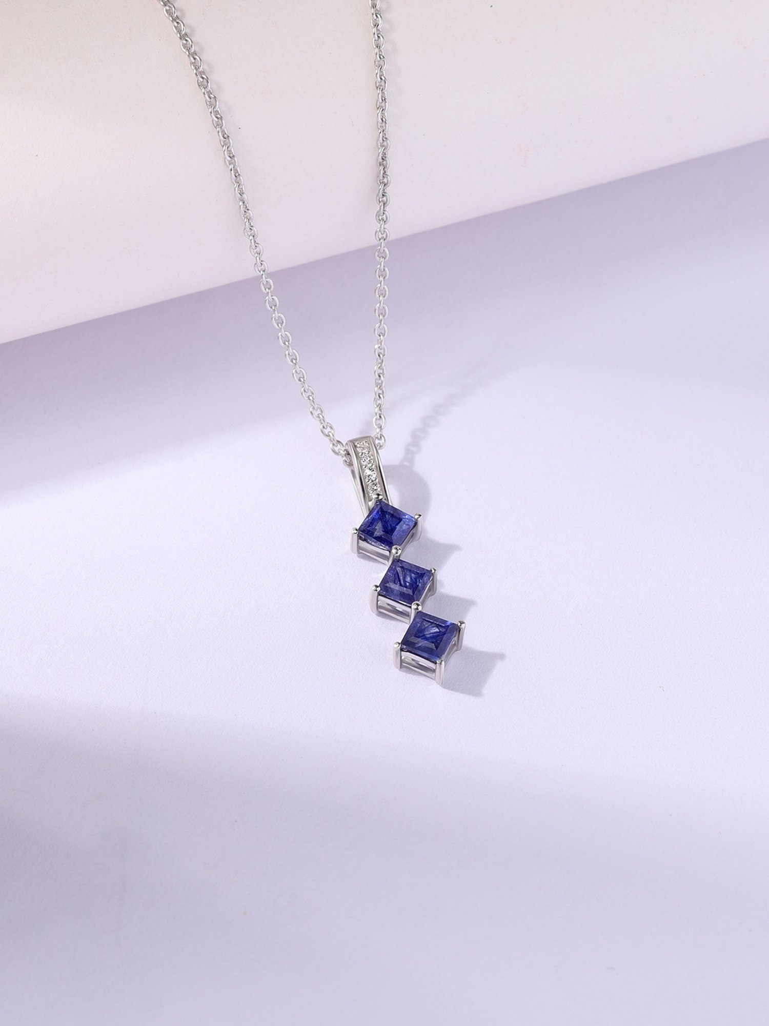 925 Silver Blue Fissure Filled Sapphire Celestial Sparkle Necklace