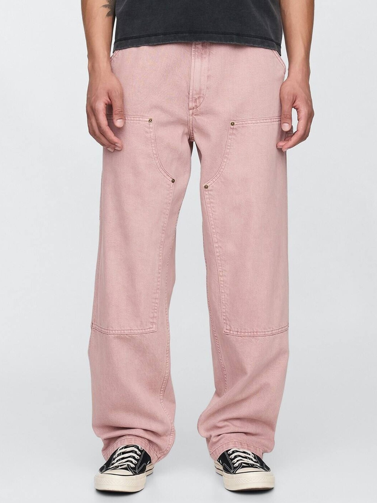 GAP Pink Cotton Relaxed Fit Solid Denim Jeans