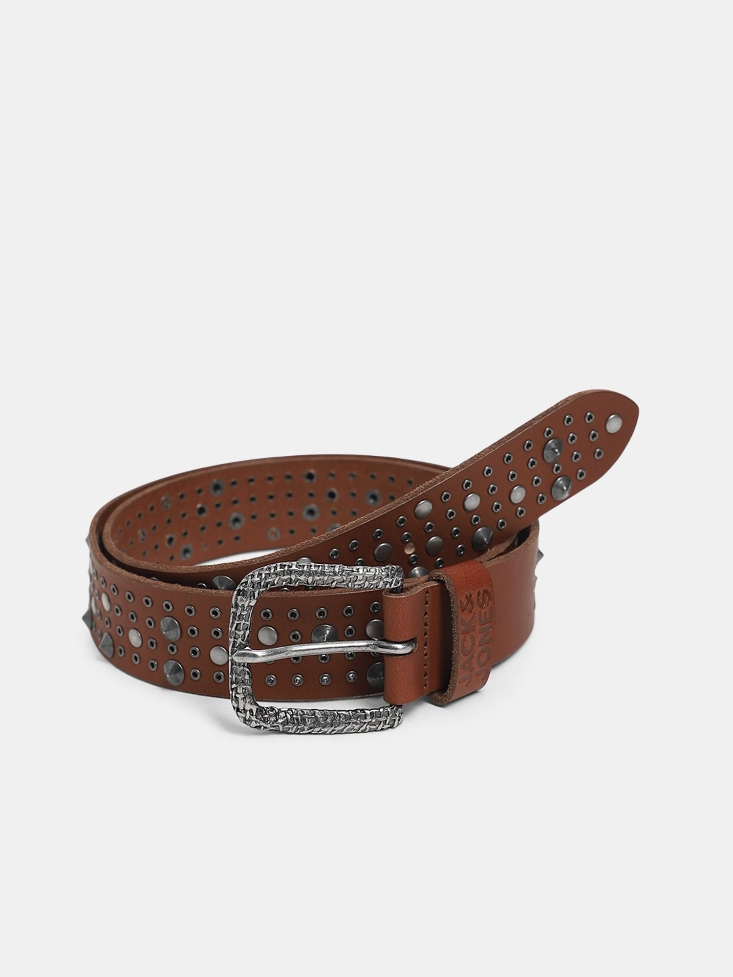 Jack & Jones Dark Brown Studded Leather Belt