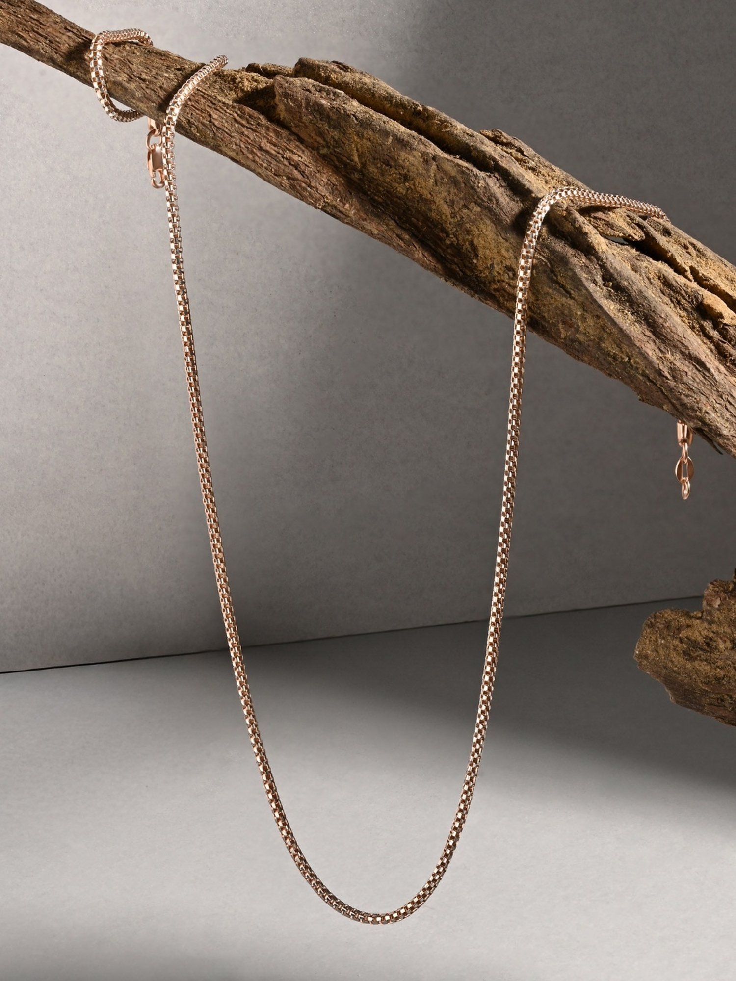 Touch925 925 Sterling Silver Rose Gold Box-Link Chain for Men