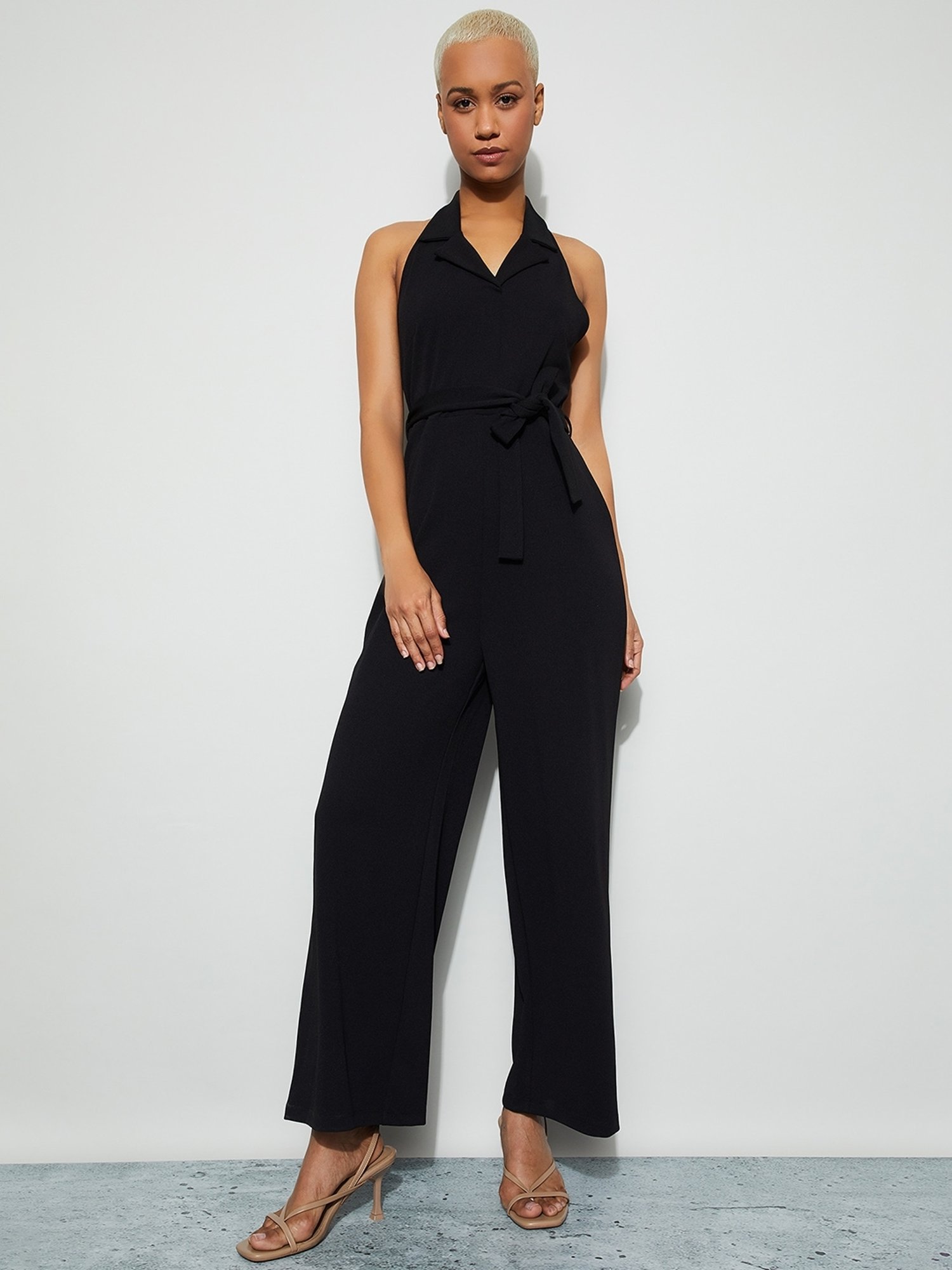 Ginger by Lifestyle Black Solid Jumpsuit