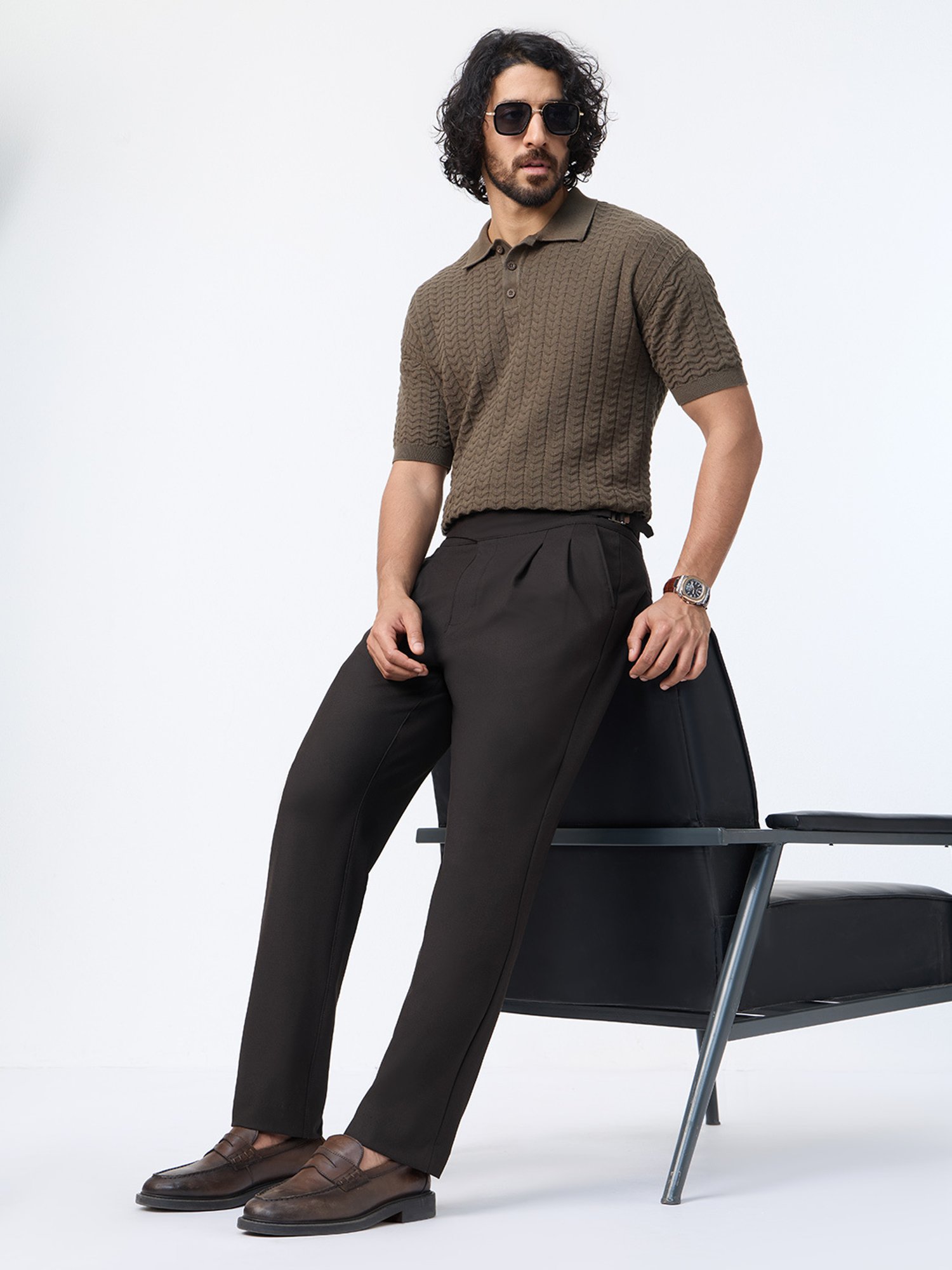 The Souled Store Gurkha Pants: Hickory Brown Men Super Flex Pants