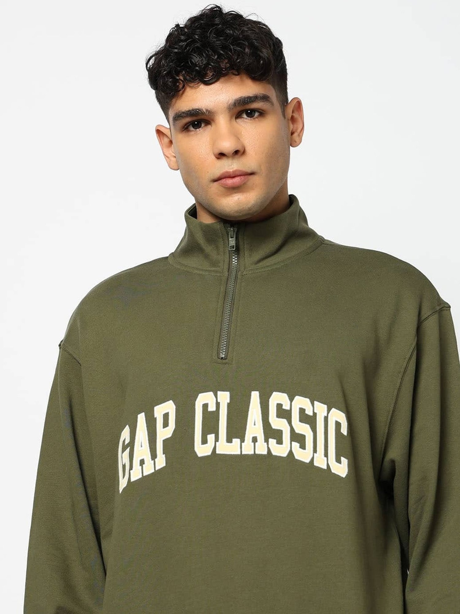 ユキの GAP GAP Green Letter Print Oversized Half-Zip Sweatshirt