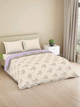 Buy Welspun Lume Taupe Microfibre 100 GSM Geometric Double Quilt