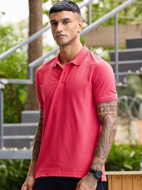 Bewakoof Pink Polo T-shirt