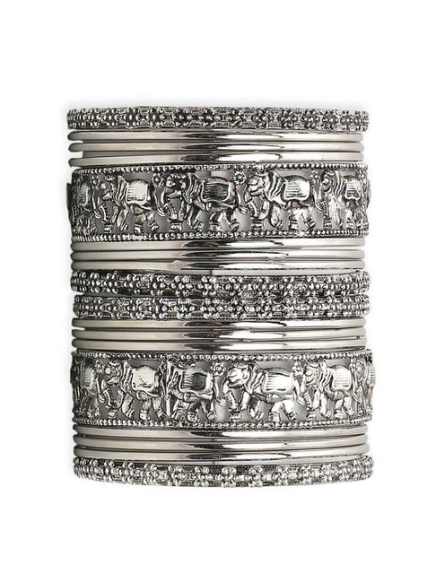 Buy Oomph Silver Classic Bangles for Women Online At Best Price