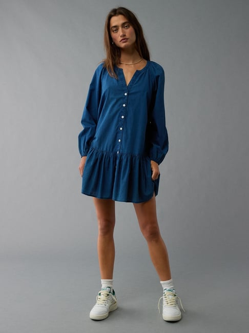 Buy American Eagle Outfitters Blue Cotton Shirt Dress for Women Online @  Tata CLiQ
