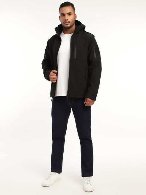 Buy Men's Full Sleeve Hooded Neck Black Falcon X9 Ripstop Lycra