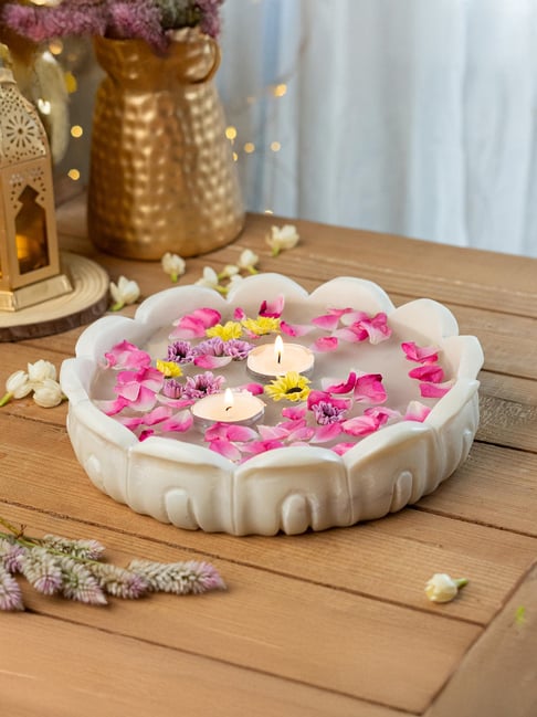 Buy RITUALISTIC Multicolor Marble Padma Urli for Flower Decoration