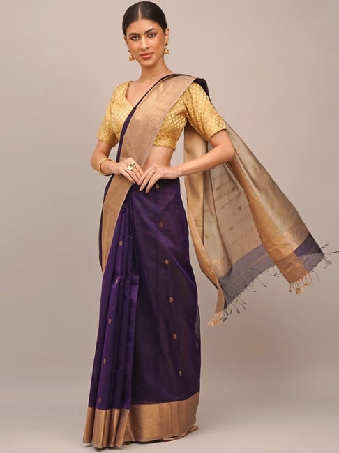 Jaypore Purple Woven Maheshwari Saree-picture-20