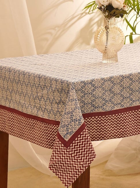 Jaypore Multicolor Cotton Block Print Rectangle Table Cloth-image-14