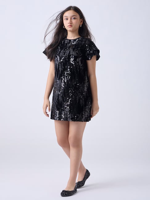 Y&F Kids by Westside Black Sequin Embellished Party Dress