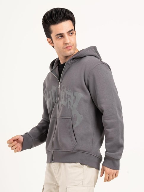 Red Tape Grey Regular Fit Graphic Hoodie