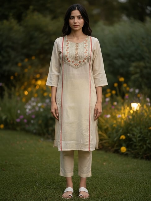 Rangita Off White Cotton Kurta-picture-36