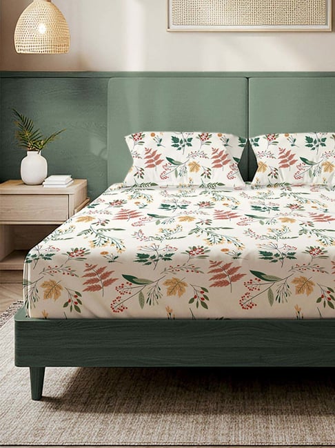 Urban Space White Printed Bedsheet Set King-image-39