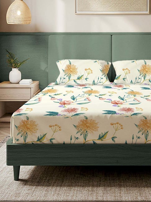 Urban Space White Printed Bedsheet Set King-image-8