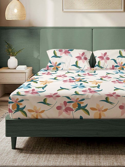 Urban Space White Printed Bedsheet Set King-image-42