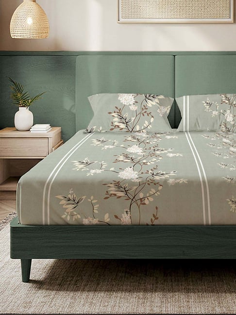 Urban Space Green Printed Bedsheet Set King-picture-41