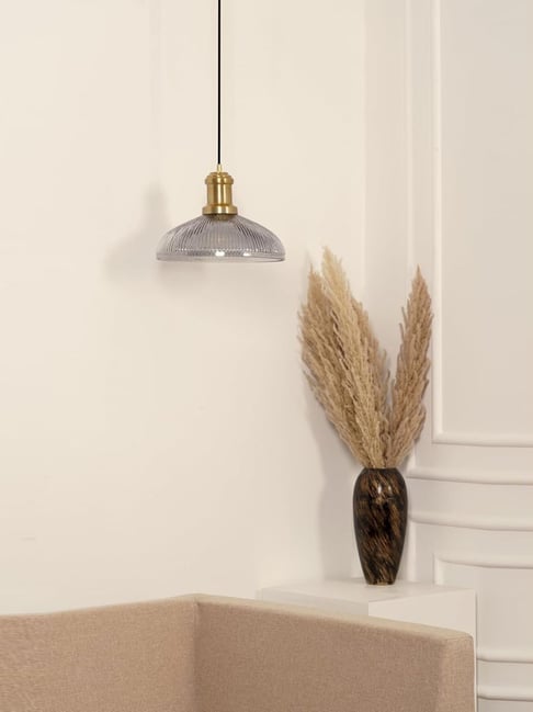 Divine Trends Gold Aluminium Ribbed Antique Pendant Ceiling Lamp