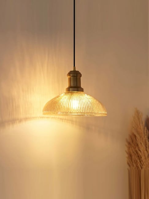 Divine Trends Gold Aluminium Ribbed Antique Pendant Ceiling Lamp
