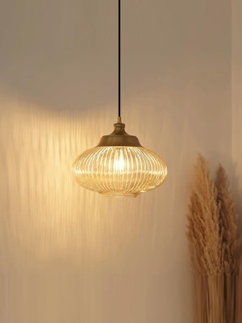 Divine Trends Gold Aluminium Ribbed Hanging Antique Pendant Light