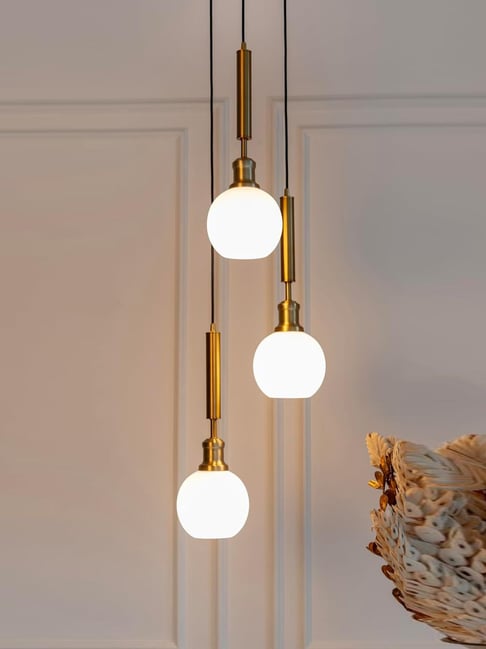 Divine Trends Gold Aluminium Triple Globe Hanging Antique Pendant Light