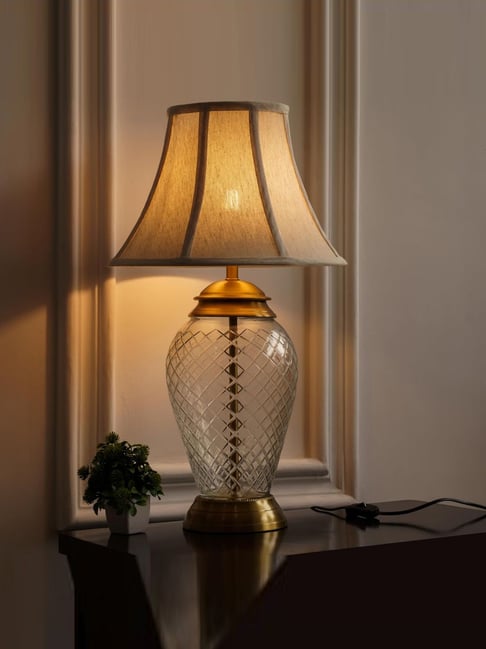 Divine Trends Gold Brass Royal Antique Diamond Cut Table Lamp