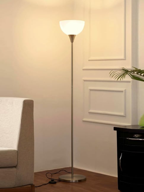 Divine Trends Nickel Metal Uplighter Satin Antique Floor Lamp