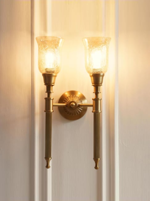 Divine Trends Gold Aluminium Double Corrugated Antique Wall Lamp