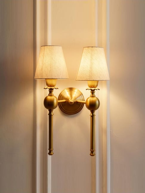 Divine Trends Gold Aluminium Double Ball Antique Wall Lamp