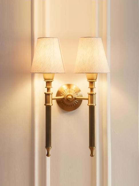 Divine Trends Gold Aluminium Double Corrugated Antique Wall Lamp