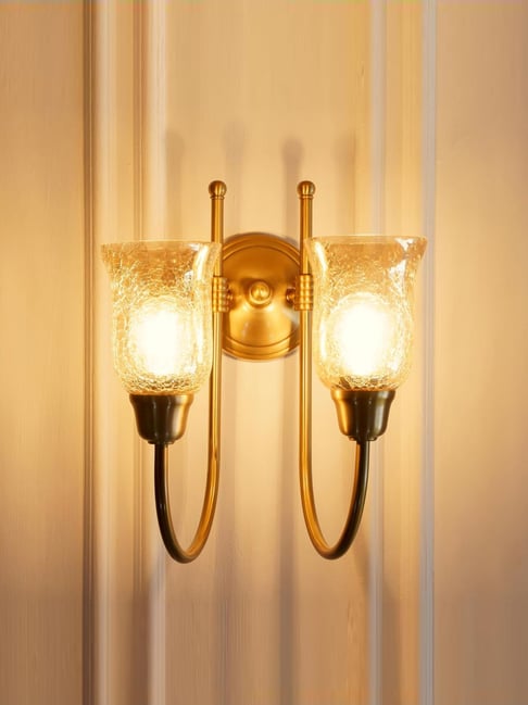 Divine Trends Gold Aluminium Double Hockey Wall Lamp