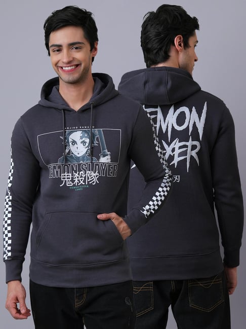 Free Authority Demon Slayer Printed Regular Fit Hoodie for Men