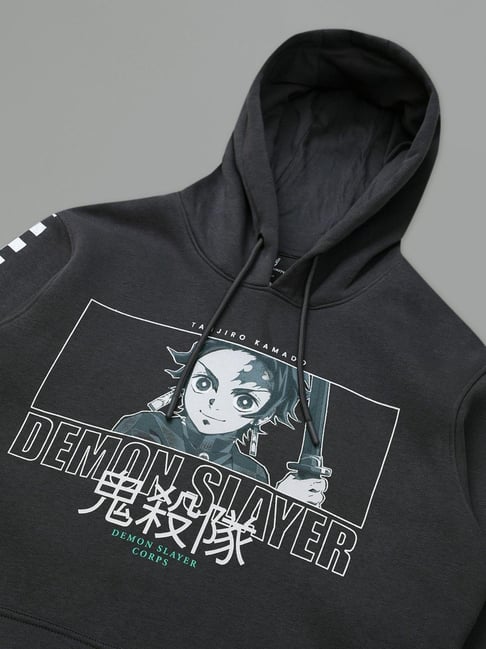 Free Authority Demon Slayer Printed Regular Fit Hoodie for Men