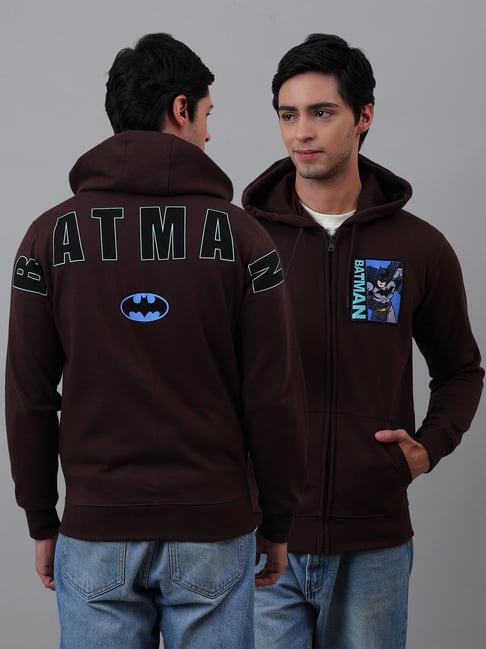 Free Authority Batman Printed Regular Fit Zipper Hoodie for Men