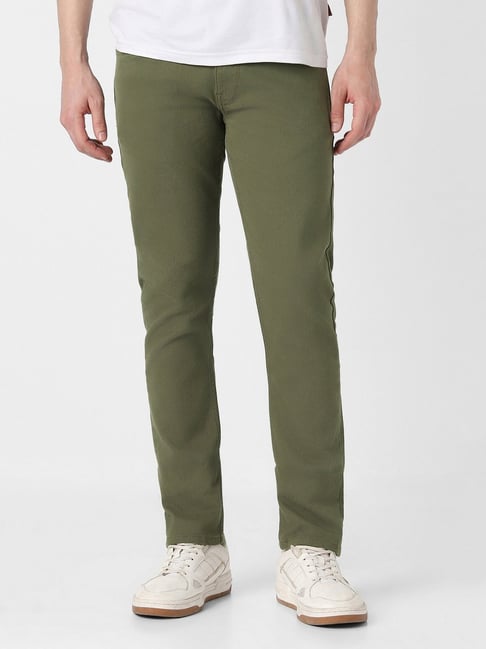 Peter England Green Cotton Slim Fit Solid Jeans-picture-16