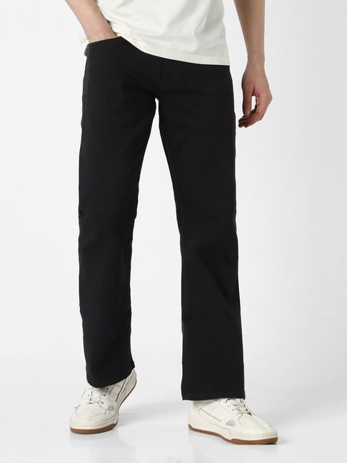 Peter England Black Cotton Regular Fit Solid Jeans-picture-13