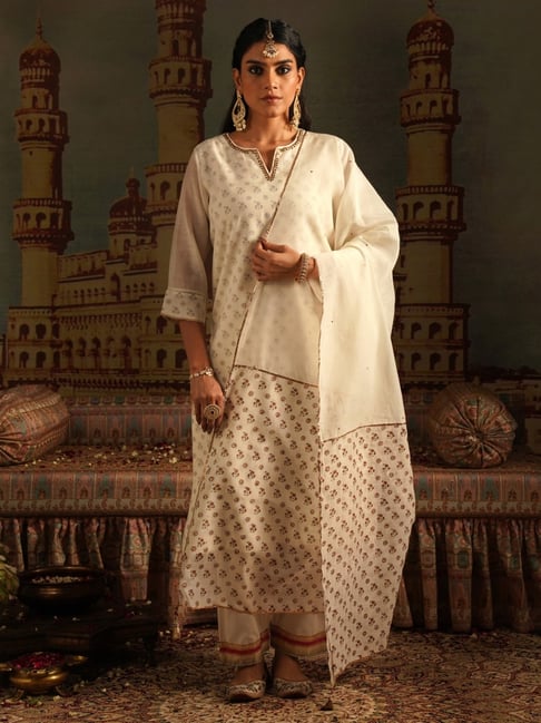 Jaypore Women Ivory Printed Dupatta-picture-45