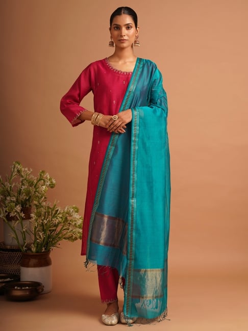 Jaypore Women Blue Dupatta-picture-41